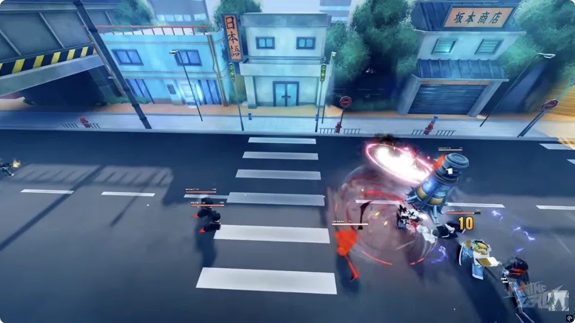 Anime Zero characters fighting with sword attacks and skill effects, captured at 0:45 in the game trailer